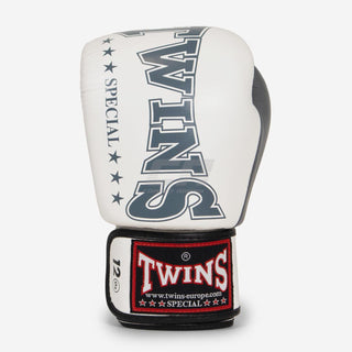 Gants de Muay Thai Twins Special BGVL 8 Blanc-gris